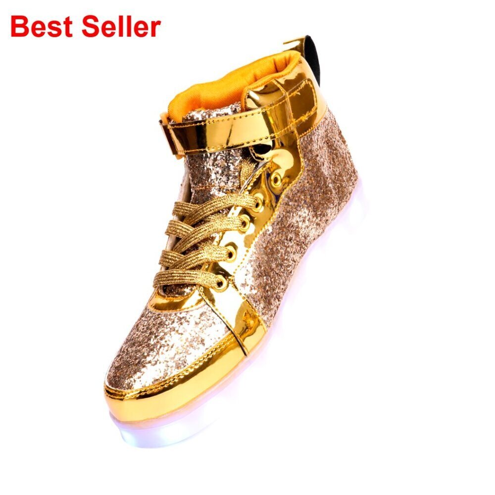 USB Rechargeable LED Light Up Sneakers High Top 11 Lighting Modes